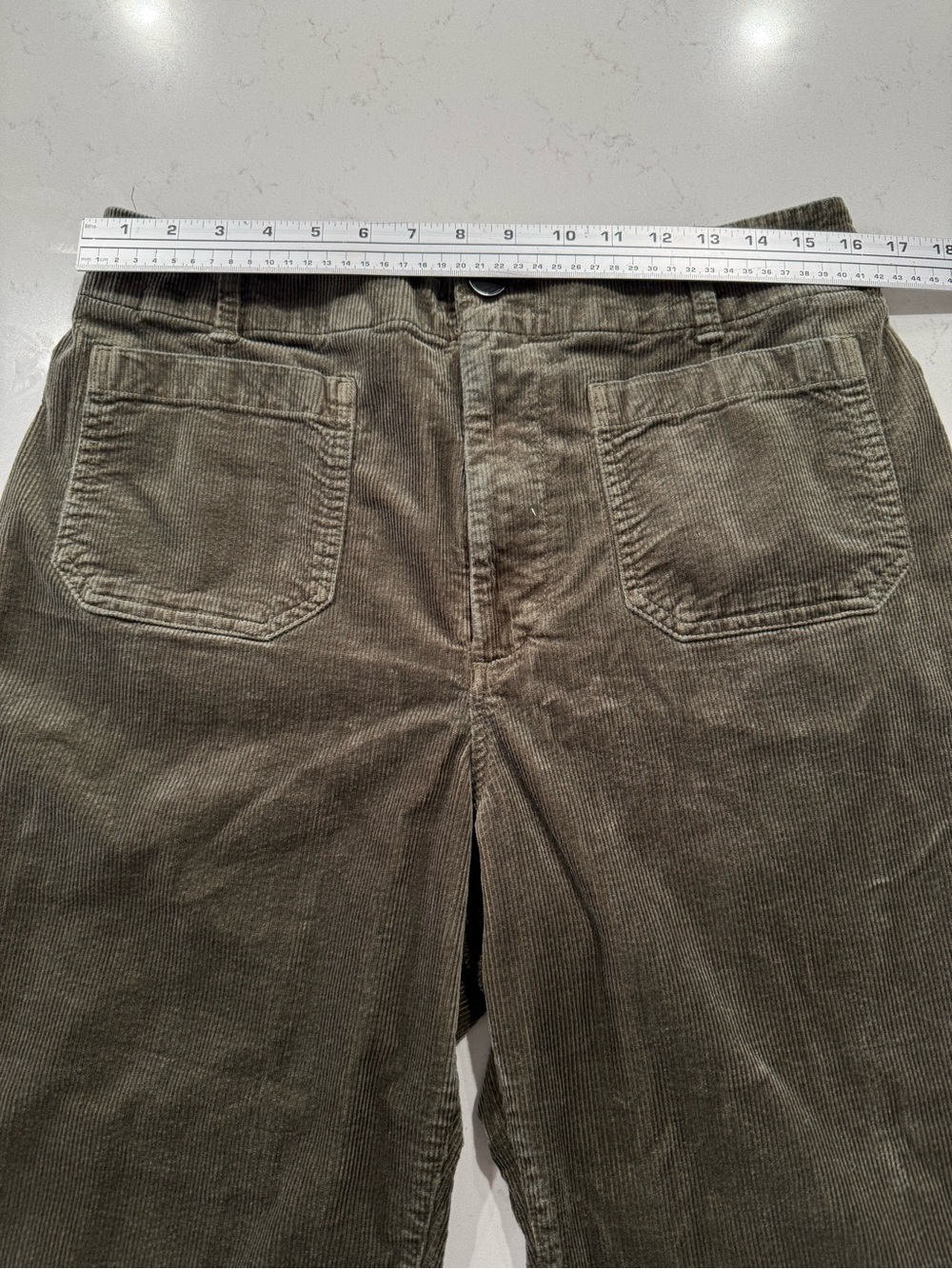 Maeve x Anthropologie Wide Leg Corduroy Pants in Olive Green. Size 32 - Picture 8 of 13